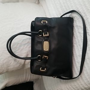 Michael Kors Medium HAMILTON EAST WEST Black Pebbled Leather Bag